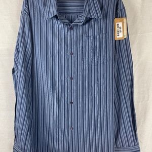 Men's Blue Striped Hurley Long Sleeve Button Down Shirt Size XL #818